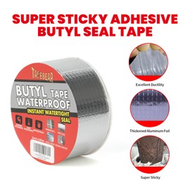 TAPEBEAR Butyl Tape Waterproof Sealing Tape 50mm x 5m, Upgraded Aluminum Foil Tape Heavy Duty for RV Repair, Awning, Window, Glass & EDPM Roof Leak Patching, Boat and Pipe Sealing, Silver