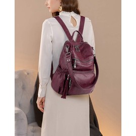 UTO Women Backpack Purse Leather Vegan Ladies Fashion Designer Rucksack Convertible Travel Shoulder Bag with Tassel