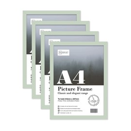 Almost Frameless A4 Mint Green Picture Frame Set of 4, Display A4 Picture Gallery Wall, Poster, Photo, Artwork, or Print, Mint Green