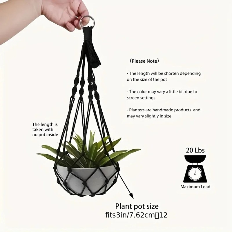 WeedGuard Outdoor Plant Hanger Macrame – Handcrafted Bohemian Holder with