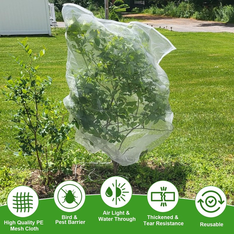 Large Fruit Tree Netting, 2 Pack 8x8Ft Garden Netting Pest