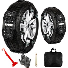 ZONETECH Tire Snow Chains 12-Pack All Season Black Upgraded Premium Quality Strong and Durable Anti-Skid Car,SUV, Pick Up and Truck for Emergency and Travel