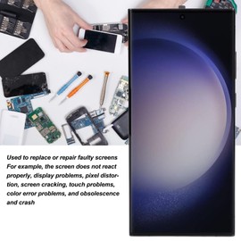 Yunseity Screen Replacement for Galaxy S23 Ultra, OLED LCD Digitizer Display Assembly with Fingerprint Frame and Repair Tool Kits, 6.8 Inch Phone Assembly for Galaxy S23
