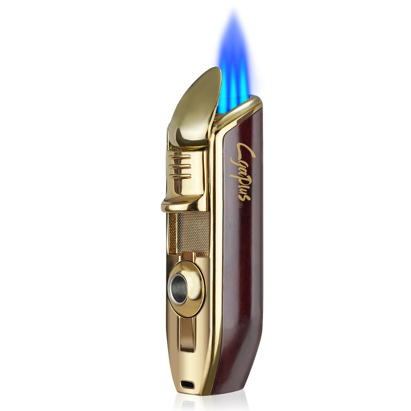 Cigar Lighters and Cutter Set Triple Jet Flame Lighter with