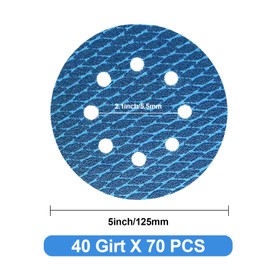 GEOGIEEW Pack of 80 125 mm Velcro Sandpaper, 120 Grit 8 Holes, Ideal for Sanding Discs 125 mm Velcro and Random Orbital Sanders