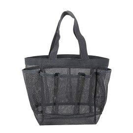 Pebipoo Mesh Shower Caddy Bag, Quick Dry Portable Tote Bag and Inner Pocket With 8 Pockets for Dorms Bathroom, Swimming, Gym, Beach, Travel (Grey)