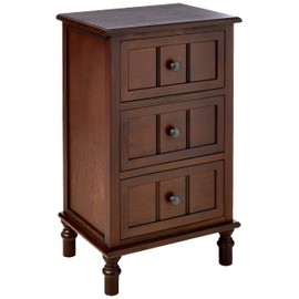 Decor Therapy Simplify Three Drawer Wood Accent Cabinet Side Table, 11.8 in x 15.75 in x 26 in, Walnut