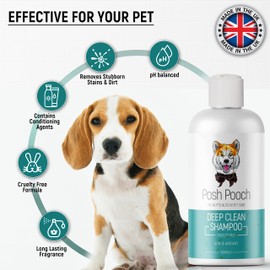 Deep Clean Dog Shampoo & Conditioner for Smelly Dirty Dogs & Puppies Posh Pooch® Naturally Derived Pro Vitamin | 3 in 1 Cleaning, Deodorising & Moisturising Shampoo For Dogs, With Avocado B5 Aloe Vera