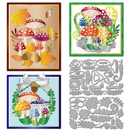 GLOBLELAND Mushroom Cutting Dies for DIY Scrapbooking Metal Autumn Leaf Cut Dies Fern Leaves Leaf Die Cuts for Card Making Embossing Photo Album Craft Decor