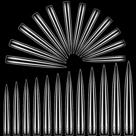 Extra Long Stiletto Nail Tips, Rosy Finch 120Pcs XXL Clear Nail Tips for Acrylic Nails Full Straight Nail Tip
