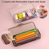 BTSKY Double Deck Pencils Box Clear Plastic Stationery Box with