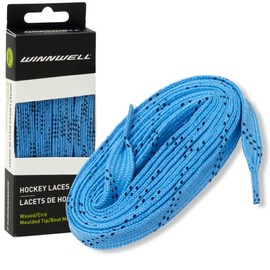 Winnwell Waxed Hockey Skate Laces - Ice Hockey & Roller Blade Skates Laces, Multiple Lace (Columbia Blue/Navy, 96")