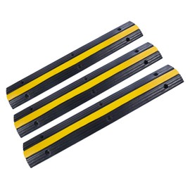 YONSHENG Rubber Cable Ramp Cord Cover Cable Protector Ramps Wire Hose Protective 1 Channel 22000Lbs Load Capacity Traffic Speed Bump for Asphalt Concrete Gravel Driveway Indoor Outdoor, 3 Pack