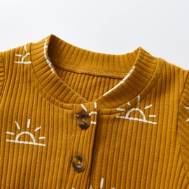 Newborn Baby Boy Clothes Baby Boys Outfits Clothing Sun Print Shorts 2Pcs Summer Clothes Sets Yellow 6-9 Months