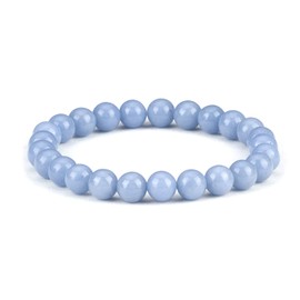 Cherry Tree Collection - Small, Medium, Large Sizes - Gemstone Beaded Bracelets For Women and Men - 8mm Round Beads (Angelite - Medium)