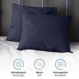 Komfortec Cushion Cover 40 x 40 cm, Set of 2, 100% Microfibre, Soft and Breathable, with Zip, Washable and Easy Care, Blue
