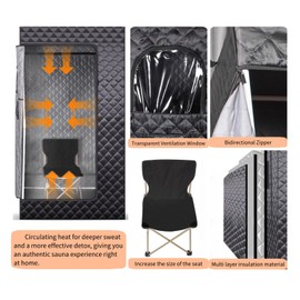 Portable Steam Sauna for Home – Full Body Sauna Tent with 3L Steamer & Remote Control, Fast Heating, Foldable Chair, Spacious Design – Personal Sauna Spa for Relaxation & Detox