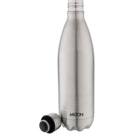 Milton Insulated Water Bottle 750 ml (24 oz), Stainless Steel Double Walled Vacuum for 24 Hours Hot and Cold, Leakproof, BPA Free, Thermosteel Duo DLX 1000 Silver