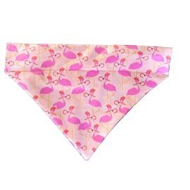 Christmas Flamingo's Over the Collar Dog Bandana That Slips onto Their Existing Collar Size (X-Small)