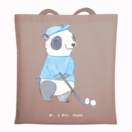 Mr. & Mrs. Panda Panda Golf Tote Bag, Gift, Golf Bag, Award, Fabric Bag, Shoulder Bag, Shopper, Sports, Golf Club, Cloth Bag, Golf Course, Jute Bag, Hobby, Fam-br - Brown