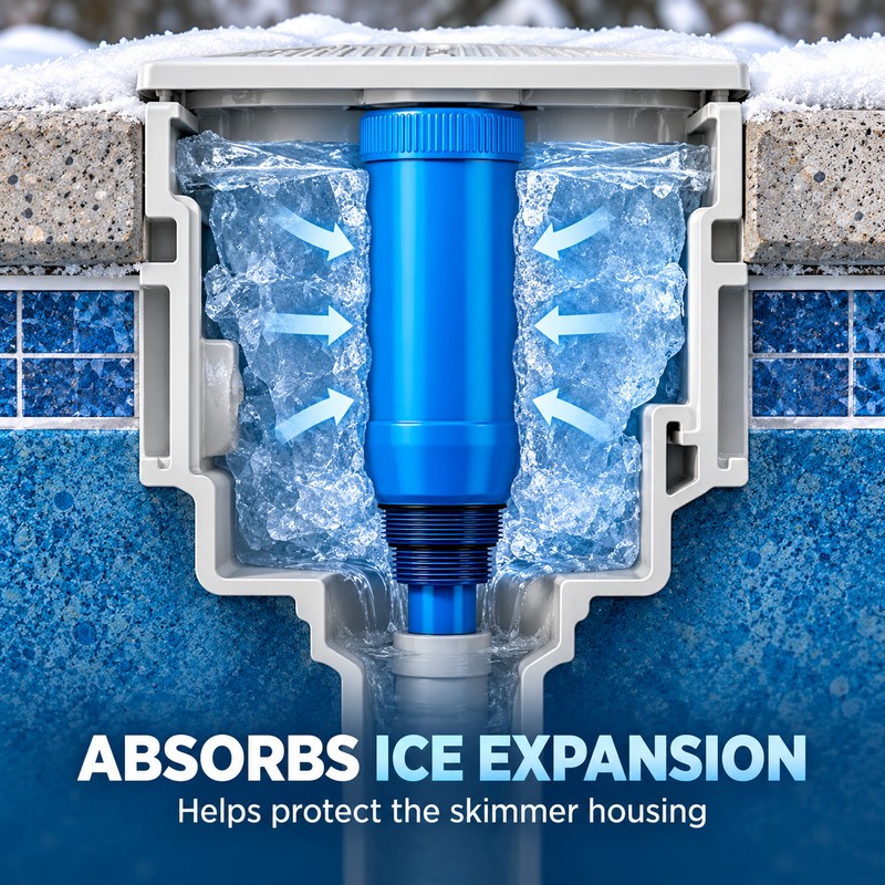 Pool Skimmer Winterizing Plug and Expansion Absorber, 1.5 and 2