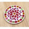 CNJYK5 Cute Handmade Glassware Mossa Coaster Flower Pink Folkart