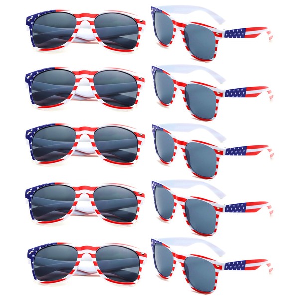 Fsmiling Bulk American Sunglasses USA Flag Sunglasses Patriotic Sunglasses for