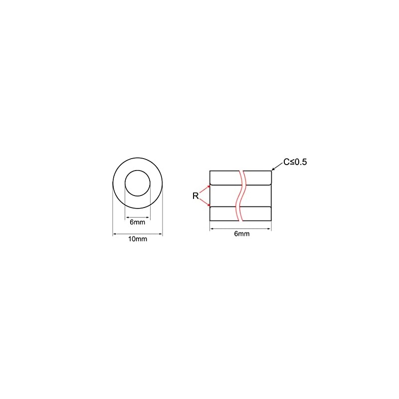 sourcing map Bearing Sleeve 6mm Bore x 10mm OD x