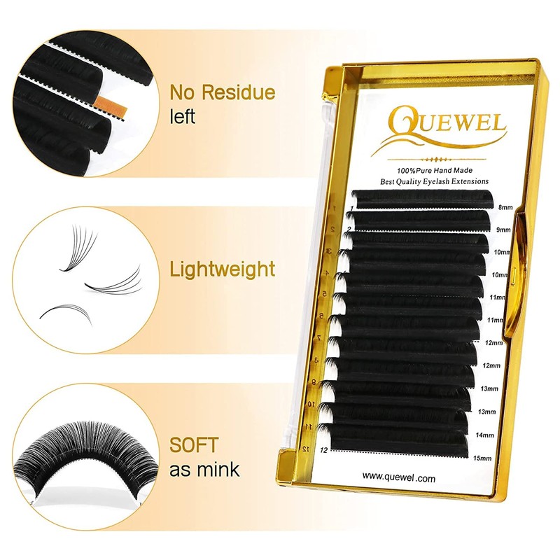 QUEWEL Self-Fanning Eyelashes Volume Eyelashes 0.07 Thickness D Curl 8-15