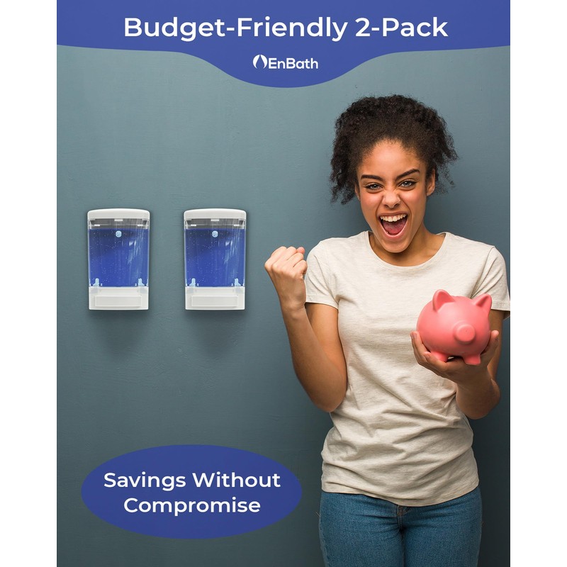 Wall Mount Soap Dispenser for Bathroom (2-Pack White), Commercial Hand
