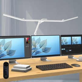 Micomlan 3000 Lumen Super Bright Led Desk Lamp for Home Office, 47Inches Long Architect Desk Lamp with Clamp, Dimmable Desk Light with Adjustable Monitor Light Bar Tall Office Light for Computer Table