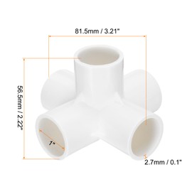 sourcing map 4pcs 5 Way PVC Pipe Fittings 3/4" Elbow Pipe Connector Furniture Build Grade 90 Degree Pipe Coupling Elbow Fittings for Plumbing Drain Water Build, White