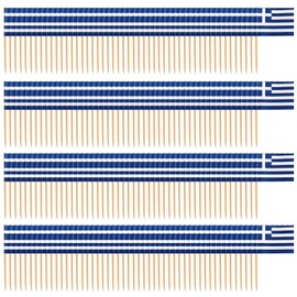 200 Pieces Greek Flag Picks, Paper Flag Toothpicks, Mini Flag Picks, Fruit Picks, Food Decoration Picks, Party Decorations