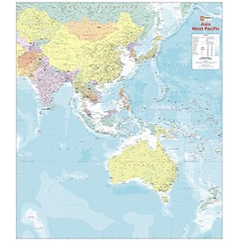 Asia West Pacific Political Wall Map - 39.5" x 34.5" Paper