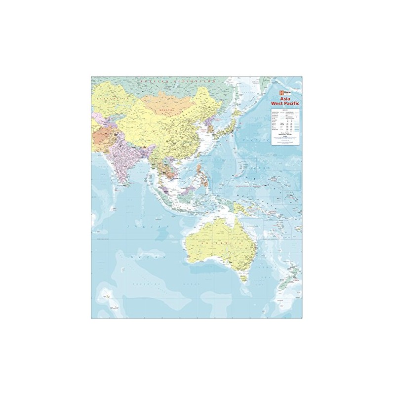 Asia West Pacific Political Wall Map - 39.5" x 34.5"
