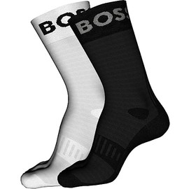 BOSS Men's 2-Pack Bold Logo Solid Cotton Socks, Blank White/Deep Black, 7-13
