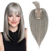 SEGO Grey Hair Toppers for Women Real Human Hair With