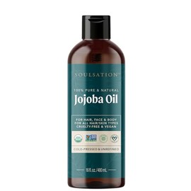 SOULSATION Organic Jojoba Oil for Skin, Hair & Face (16oz) | 100% Pure, Natural Cold Pressed
