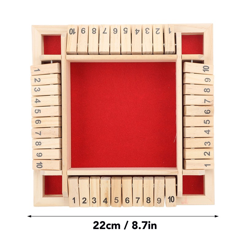 4 Sided Shut The Box Dice Game Wooden Board Table