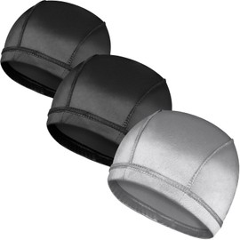 3PCS Silky Wave Caps for Men Waves, Good Compression Caps Over Durags for Waves, Ideal Gifts for Christmas (Black+Black+Silver)