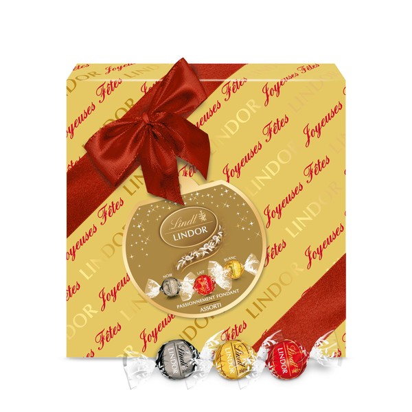 Lindt – Lindor Gift Box – Assorted Milk Chocolates, Black and White – Melting Heart – 287 g