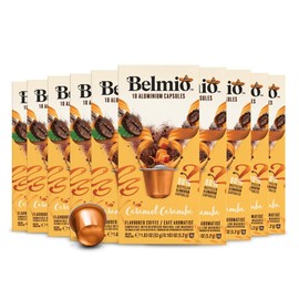 Belmio Caramel Caramba Coffee Pods - 100 Count (10 Packs of 10), Medium Roast (Intensity 6), Brews 4 oz. - Compatible with Original Nespresso Machines - Made in Belgium