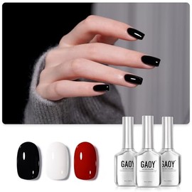 GAOY- Kit de esmaltes de uñas en gel, 3 colores, 16 ml, blanco, rojo y negro, juego de esmaltes de gel UV Soak Off - Elegant Waltz