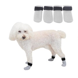 HDKUW Cat Anti-Scratch Shoes, Pet Scratch Deterrent Boots for Cats Small Dogs, Grooming Cat Accessories Nail Gloves, Adjustable Cat Claw Cover for Bathing Shaving Treatment Checking Gray XL