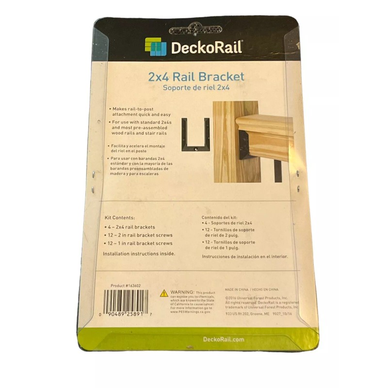 DeckoRail 2x4 Black Rail Brackets Set of 4 Connects Standard