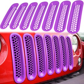 7PCS Front Grill Mesh Inserts for Jeep Wrangler JK JKU Sport Freedom Rubicon Sahara Unlimited 2007-2018 Exterior Accessories Clip-in Grille Guard Cover Trim (Matte Purple)