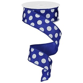 Polka Dot Wired Edge Ribbon (1.5", Royal Blue White) - 10 Yards : RG158625