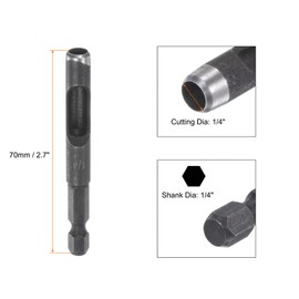 sourcing map 4pcs Leather Hollow Punch Hex Shank for Drills,1/4" Dia Hole Punch for Thick Fabrics Leathercraft Working Pvc Card Plastic Punching