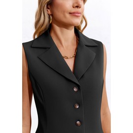 Cicy Bell Womens Vest Sets Summer 2 Piece Outfits Button Crop Blazer Vest and Wide Leg Pant Suits Black