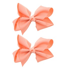 NYFASHION101 Toddlers' Girls' Smooth Grosgrain Ribbon Bow Alligator Clip, Peach